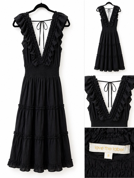 Love The Label Dresses & Skirts - Love the Label Black Ruffle-Trim Maxi Dress - Women's